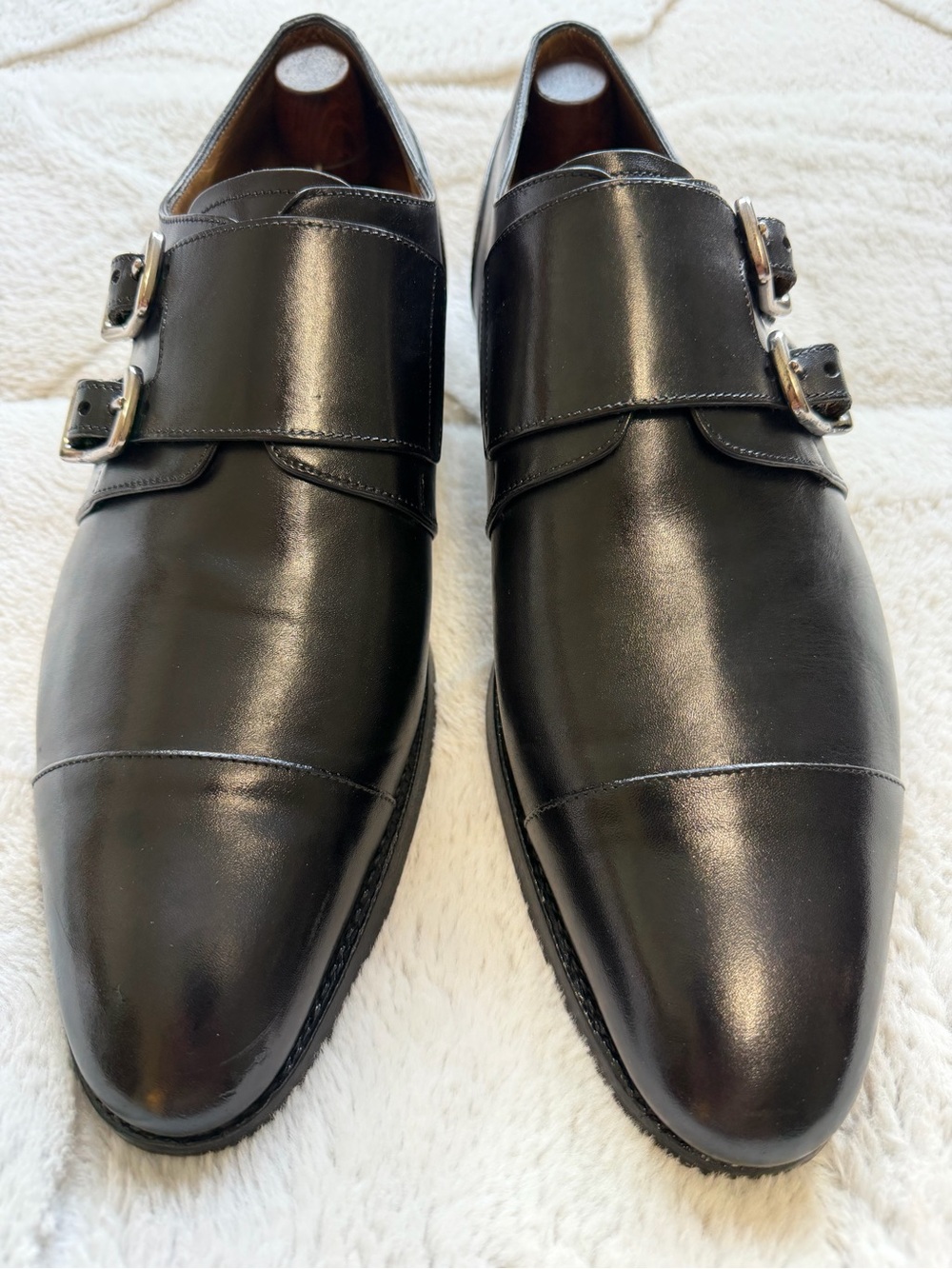 $1,295 Ralph Lauren Purple Label Black Double Monk Strap Dress Shoes 9.5